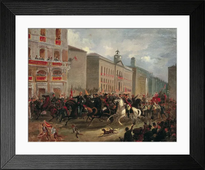 Framed Print : Spain (1874). Proclamation of the First Republic in the Puerta del Sol of Madrid, after a painting by Joaqun Sigenza y Chavarrieta. Oil on canvas. Private Collection Framed Print : Spain (1874). Proclamation of the First Republic in the Puerta del Sol of Madrid, after a painting by Joaqun Sigenza y Chavarrieta. Oil on canvas. Private Collection
