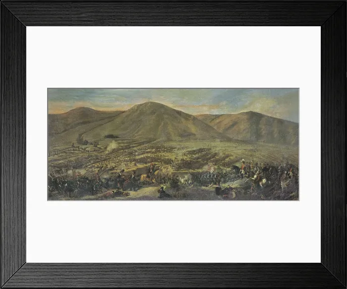 Framed Print : ALABES, Fidencio (19th century). Battle of Ayacucho. Battle on the 9th December 1824. General Sucre defeats the royalist troops led by the viceroy La Serna. Oil on canvas