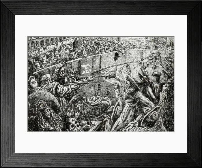 Framed Print : Spanish Civil War (1936-1939). Shhoting of farmers in the bullfighting ring of Badajoz Framed Print : Spanish Civil War (1936-1939). Shhoting of farmers in the bullfighting ring of Badajoz