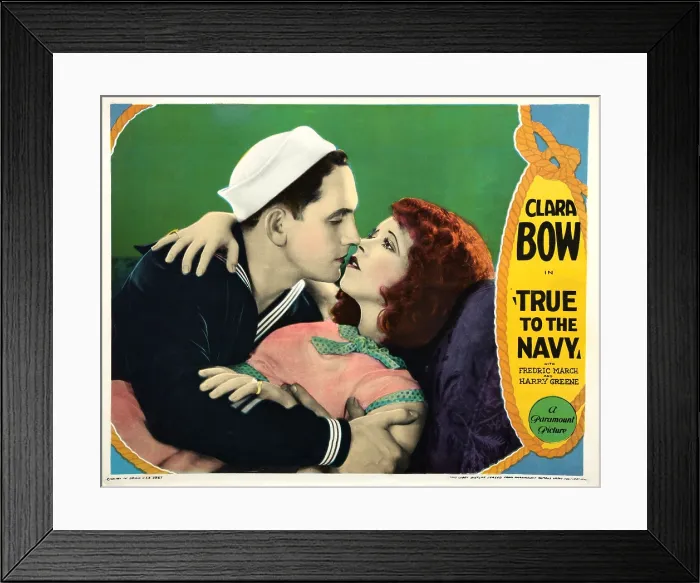 Framed Print : TRUE TO THE NAVY, US lobbycard, from left: Fredric March, Clara Bow, 1930
