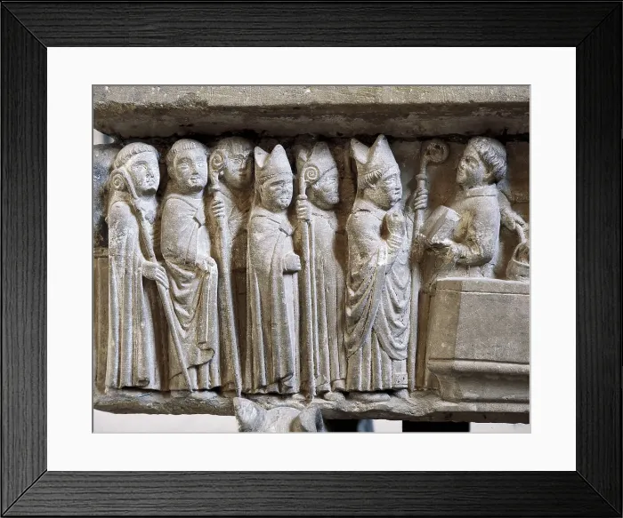 Framed Print : MARTINEZ DE BUREBA, Ruy (13th century)). Sepulchre of doa Urraca Lpez de Haro. 13th c. SPAIN. Caas. Monastery of Santa Maria del Salvador. Situated in the Chapter House. Detail