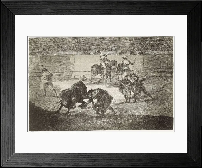 Framed Print : GOYA Y LUCIENTES, Francisco de (1746-1828). Pepe Hillo making the pass of the recorte'. 1816. Plate 29 of 'The Art of Bullfighting'. Etching. SPAIN. Madrid