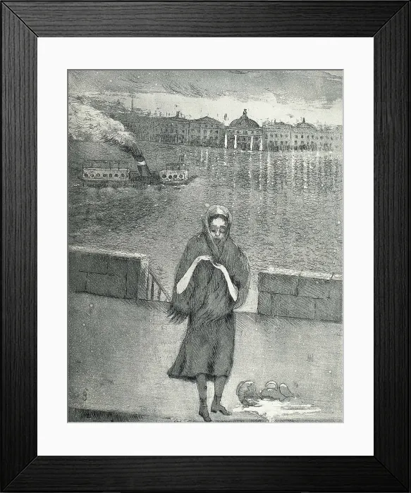 Framed Print : SACHAROFF, Olga (1889-1969). Netochka Nezvanova. 1949. Illustration from Dostoyevsky's first novel 'Netochka Nezvanova', edition published in Barcelona in 1949