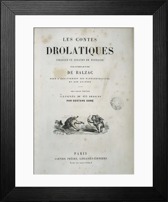 Framed Print : Dore, Gustave (1832-1883). Les contes drolatiques. 1855. frontispiece of 'Les contes drolatiques' of Balzac