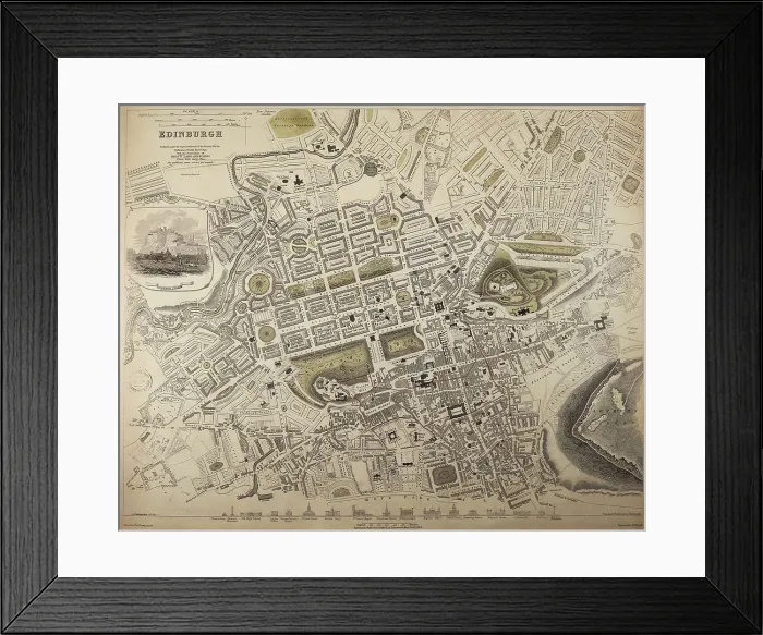 Framed Print : AISA / Everett Collection Map of Edimburg (1834). Original drawing by W.B. Clarke and engraving by E