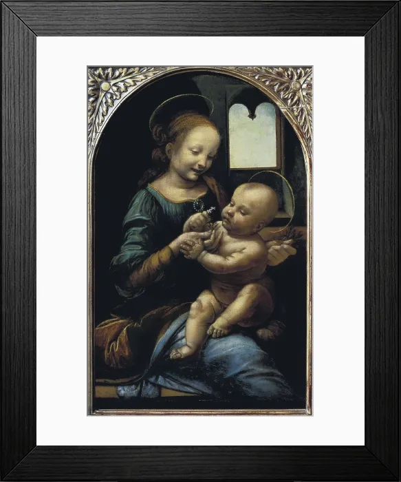 Framed Print : LEONARDO DA VINCI (1452-1519). Madonna Benois. 1478. Renaissance art. Cinquecento. Oil on canvas. RUSSIA. Saint Petersburg. State Hermitage Museum