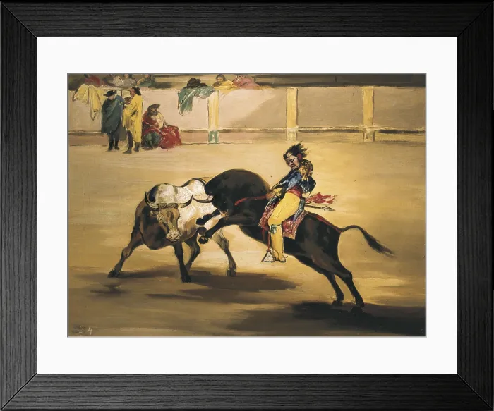 Framed Print : GOYA Y LUCIENTES, Francisco de (1746-1828). Mariano Ceballos, alias 'the Indian', mounted on a bull, breaks short spears in the ring at Madrid. 1810s Framed Print : GOYA Y LUCIENTES, Francisco de (1746-1828). Mariano Ceballos, alias 'the Indian', mounted on a bull, breaks short spears in the ring at Madrid. 1810s