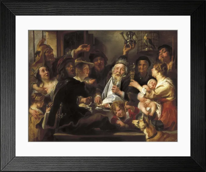Framed Print : JORDAENS, Jacob (1593-1678). The Bean King. ca. 1638. Baroque art. ; Flemish art. Oil on canvas. RUSSIA. Saint Petersburg. State Hermitage Museum