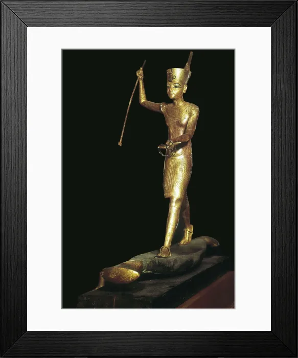 Framed Print : The Harpooner. ca. 1340 BC. This work was part of the Treasure of Tutankhamun, Pharaoh of the 18th dynasty. Egyptian art. New Kingdom. Jewelry. EGYPT. Cairo. Egyptian Museum