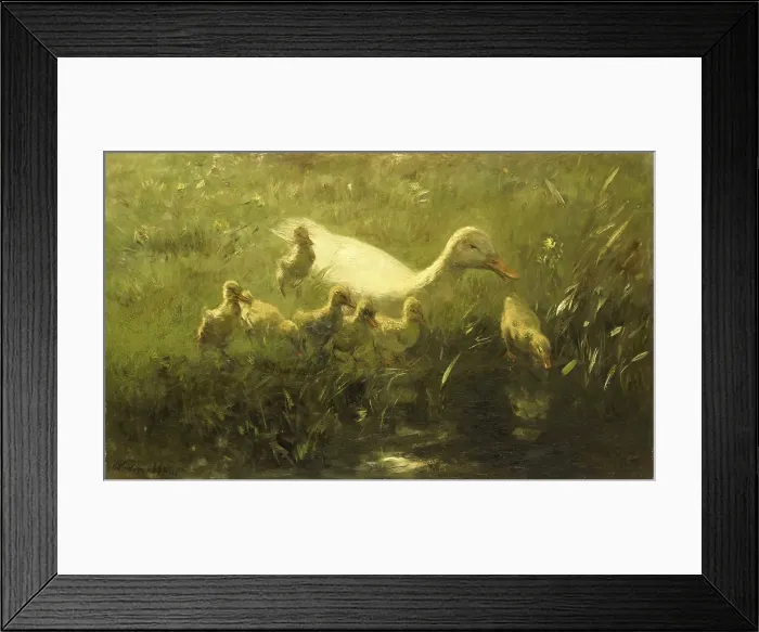 Framed Print : White Duck with her Seven Chicks, by Willem Maris, c. 1880-1910, Dutch painting, oil on canvas. (BSLOC_2016_1_311) Framed Print : White Duck with her Seven Chicks, by Willem Maris, c. 1880-1910, Dutch painting, oil on canvas. (BSLOC_2016_1_311)