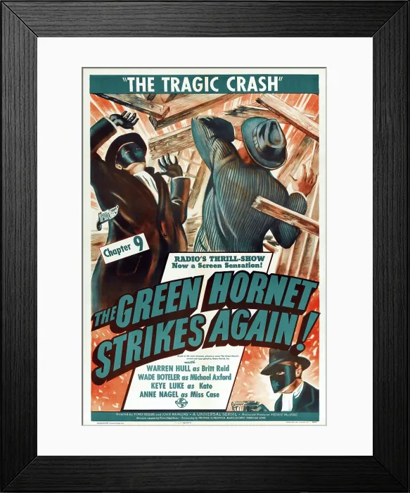 Framed Print : THE GREEN HORNET STRIKES AGAIN!, top left and bottom right: Warren Hull in Chapter 9: The Tragic Crash, 1940