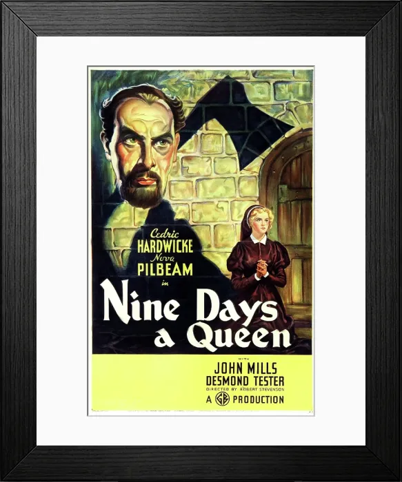 Framed Print : NINE DAYS A QUEEN, (aka TUDOR ROSE), US poster art, from top: Cedric Hardwicke, Nova Pilbeam, 1936