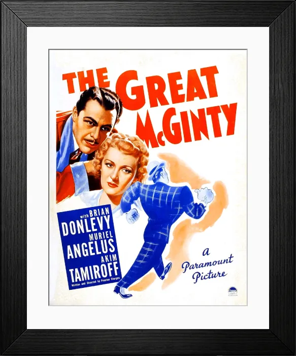 Framed Print : THE GREAT MCGINTY (aka DOWN WITH MCGINTY), US poster, from left: Brian Donlevy, Muriel Angelus on window card, 1940 Framed Print : THE GREAT MCGINTY (aka DOWN WITH MCGINTY), US poster, from left: Brian Donlevy, Muriel Angelus on window card, 1940