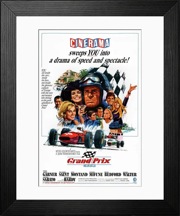 Framed Print : GRAND PRIX, James Garner (center), Antonio Sabato (right of center), 1966 Framed Print : GRAND PRIX, James Garner (center), Antonio Sabato (right of center), 1966