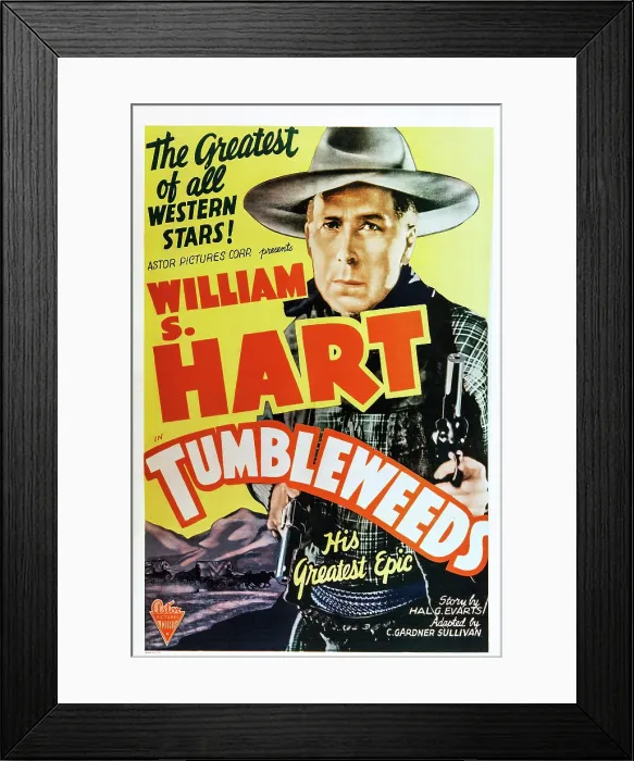 Framed Print : TUMBLEWEEDS, US poster art, William S. Hart, 1925