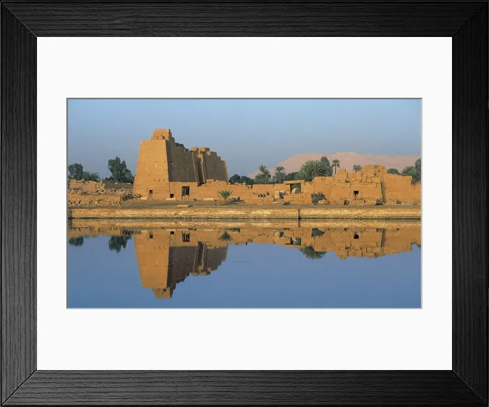 Framed Print : Great Temple of Amon-Re. 16th-4th c. BC. EGYPT. QUENA. Karnak. Thebes. Temple of Amon - Ra. Karnak Temple Complex from the another side of Nile river. Egyptian art. New Kingdom