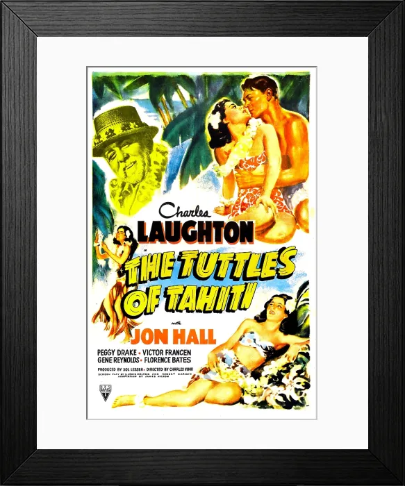 Framed Print : THE TUTTLES OF TAHITI, US poster, top from left: Charles Laughton, Peggy Drake, John Hall, 1942 Framed Print : THE TUTTLES OF TAHITI, US poster, top from left: Charles Laughton, Peggy Drake, John Hall, 1942