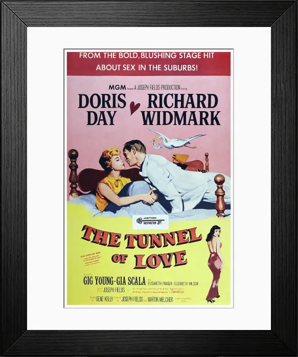 Framed Print : THE TUNNEL OF LOVE, US poster art, from top left: Doris Day, Richard Widmark, Gia Scala, 1958