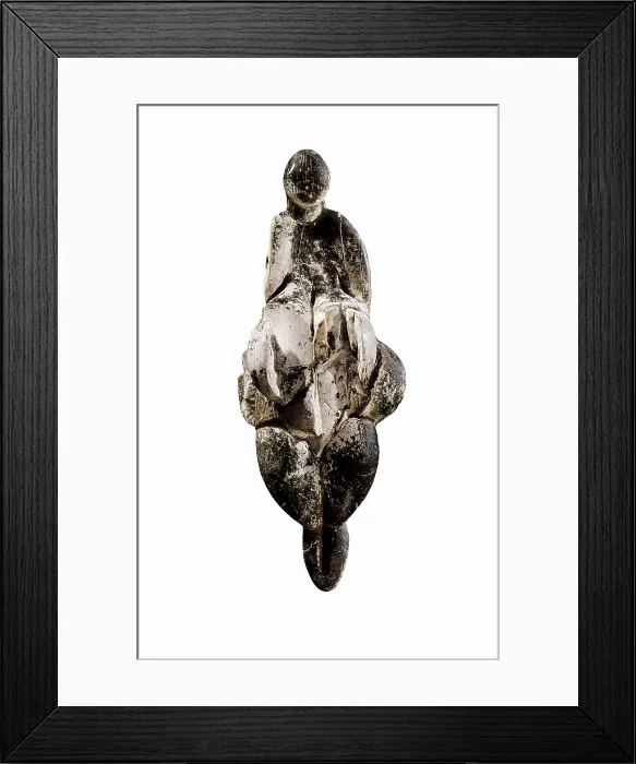Framed Print : The Lespugue Venus. 23rd mil. BC. FRANCE. Lespugue. Sculpted in mamut tusk. Upper Paleolithic. Gravettian. Sculpture on ivory. FRANCE. Paris. Muse de l'Homme (Museum of Man)