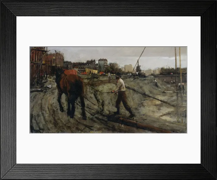 Framed Print : Building Site, c. 1900, oil painting on canvas, by Dutch artist George Hendrik Breitner
