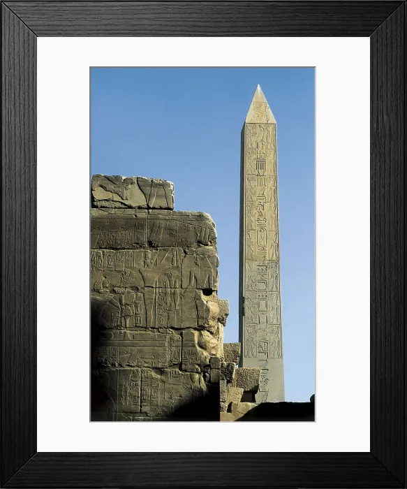 Framed Print : Great Temple of Amon-Re. 16th-4th c. BC. EGYPT. QUENA. Karnak. Thebes. Temple of Amon - Ra. Obelisk of Queen Hatshepsut. Pink granite (28, 50 m h.). Egyptian art. New Kingdom