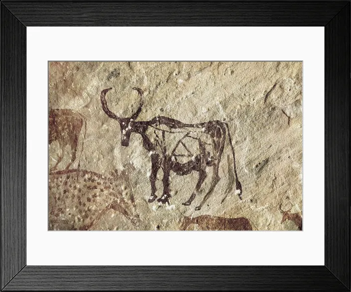 Framed Print : LIBYA. Tadrart Acacus. Cervid figure. Neolithic art. Cave. AISA / Everett Collection**US SALES ONLY**