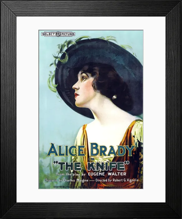 Framed Print : THE KNIFE, Alice Brady on 1-sheet poster art, 1918