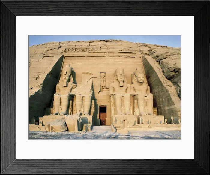 Framed Print : Great Temple of Rameses II. EGYPT. ASWAN. Abu Simbel. Great Temple of Rameses II. Main entrance to the Great Temple. Egyptian art. New Kingdom. Architecture