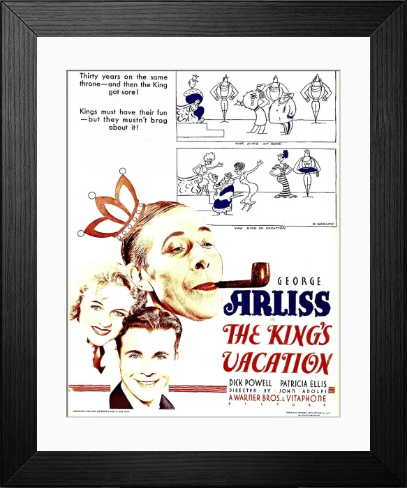Framed Print : THE KING'S VACATION, from top right: George Arliss, Patrica Ellis, Dick Powell on window card, 1933