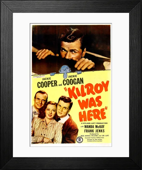 Framed Print : KILROY WAS HERE, US poster, Jackie Cooper (top), bottom from left: Jackie Coogan, Wanda McKay, Jackie Cooper, 1947