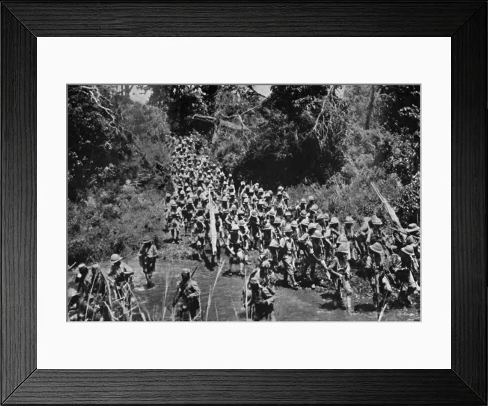 Framed Print : World War 1 in Africa. British African troops on the march to Kilimanjaro. The Operation began on Feb Framed Print : World War 1 in Africa. British African troops on the march to Kilimanjaro. The Operation began on Feb