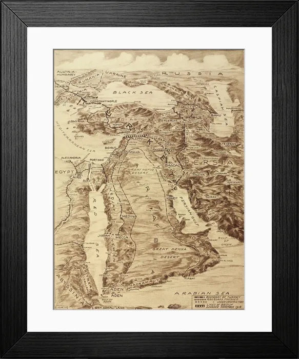 Framed Print : First World War Map of the Middle East