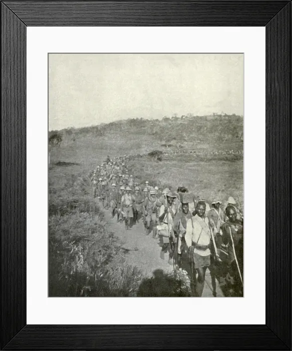 Framed Print : World War 1 in East Africa. British and Empire African soldiers on the march in 1917