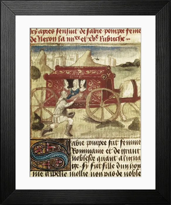 Framed Print : Illustration of the chapter XCV of the book 'On Famous Women' by Boccaccio, dedicated to Poppaea Sabina. Manuscript 487. Miniature Painting. FRANCE. Chantilly Framed Print : Illustration of the chapter XCV of the book 'On Famous Women' by Boccaccio, dedicated to Poppaea Sabina. Manuscript 487. Miniature Painting. FRANCE. Chantilly