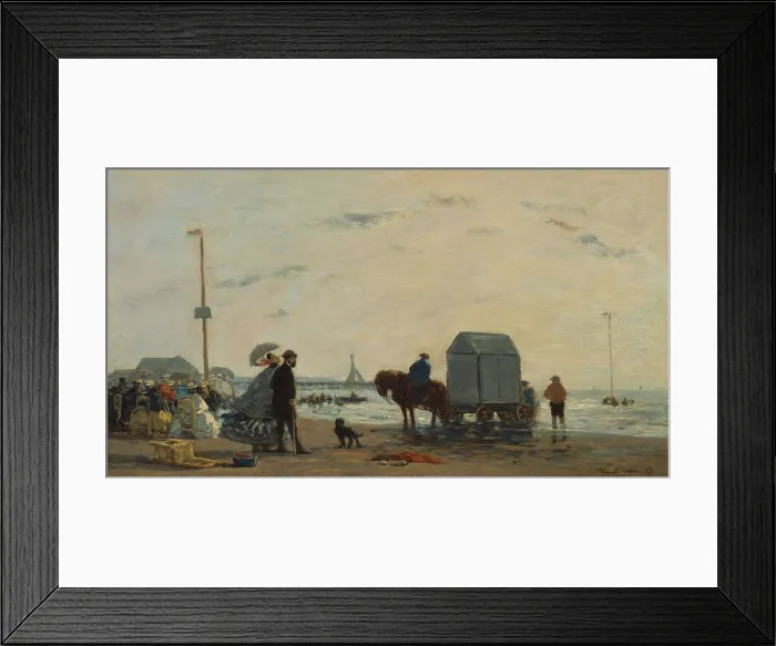 Framed Print : On the Beach at Trouville, by Eugene Boudin, 1863, French impressionist painting, oil on wood Framed Print : On the Beach at Trouville, by Eugene Boudin, 1863, French impressionist painting, oil on wood