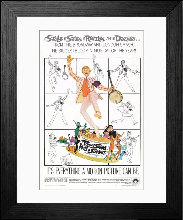 Framed Print : HALF A SIXPENCE, US poster art, Tommy Steele, 1967 Framed Print : HALF A SIXPENCE, US poster art, Tommy Steele, 1967