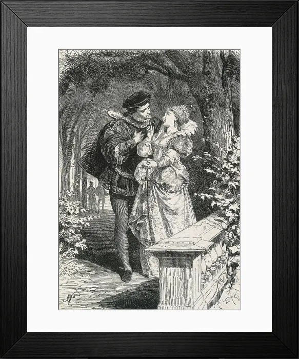 Framed Print : SHAKESPEARE, William (1564-1616). Scene from Shakespeare's work 'Othello' (1602) depicting Cassio and Bianca. Engraving. AISA / Everett Collection**US SALES ONLY**