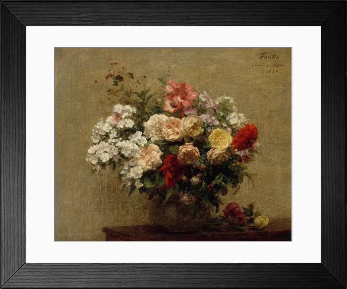 Framed Print : Summer Flowers, by Henri Fantin-Latour, 1880, French impressionist painting, oil on canvas