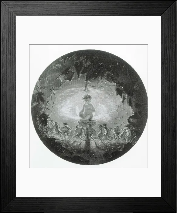 Framed Print : SHAKESPEARE, William (1564-1616). Illustration for William Shakespeare's work 'A Midsummer Night's Dream', written in 1594. Scene of Puck and the fairies