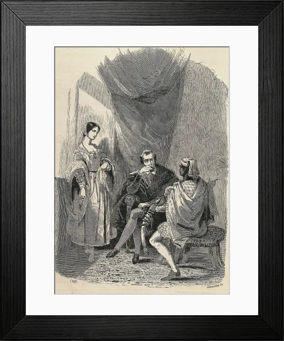 Framed Print : SHAKESPEARE, William (1564-1616). Illustration of William Shakespeare's play 'Otello' written in 1602. Scene of Otello and Desdemona. Litography. SPAIN. Barcelona Framed Print : SHAKESPEARE, William (1564-1616). Illustration of William Shakespeare's play 'Otello' written in 1602. Scene of Otello and Desdemona. Litography. SPAIN. Barcelona