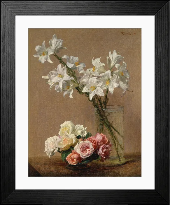 Framed Print : Roses and Lilies, by Henri Fantin-Latour, 1888, French impressionist painting, oil on canvas Framed Print : Roses and Lilies, by Henri Fantin-Latour, 1888, French impressionist painting, oil on canvas
