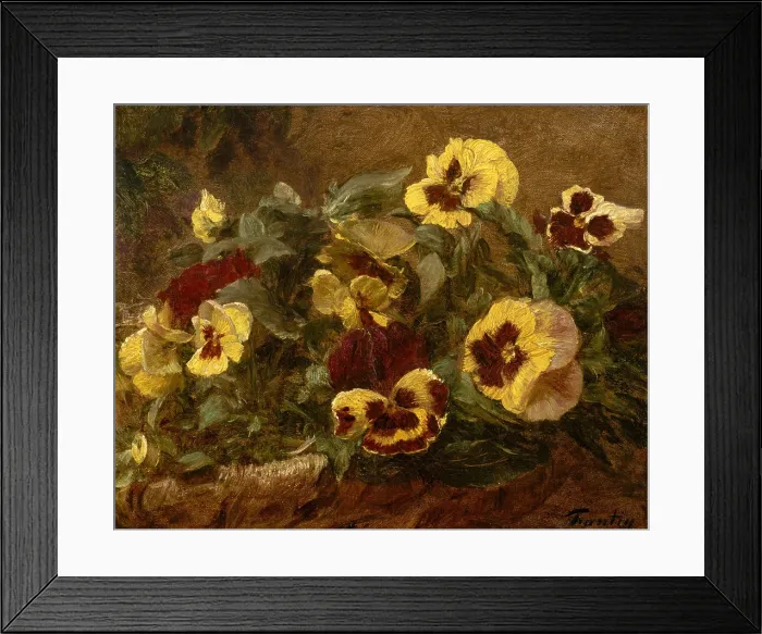 Framed Print : Pansies, by Henri Fantin-Latour, 1903, French impressionist painting, oil on canvas