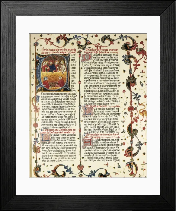 Framed Print : Book of the Fueros (Codes) of Valencia. 13th c. Facsimile edition. Romanesque art. Miniature Painting. SPAIN. Valencia. City Museum. AISA / Everett Collection**US SALES ONLY** Framed Print : Book of the Fueros (Codes) of Valencia. 13th c. Facsimile edition. Romanesque art. Miniature Painting. SPAIN. Valencia. City Museum. AISA / Everett Collection**US SALES ONLY**