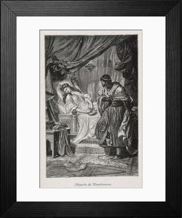 Framed Print : SHAKESPEARE, William (1564-1616). Scene of the play 'Othello'. Death of Desdemona. Engraving. AISA / Everett Collection**US SALES ONLY**