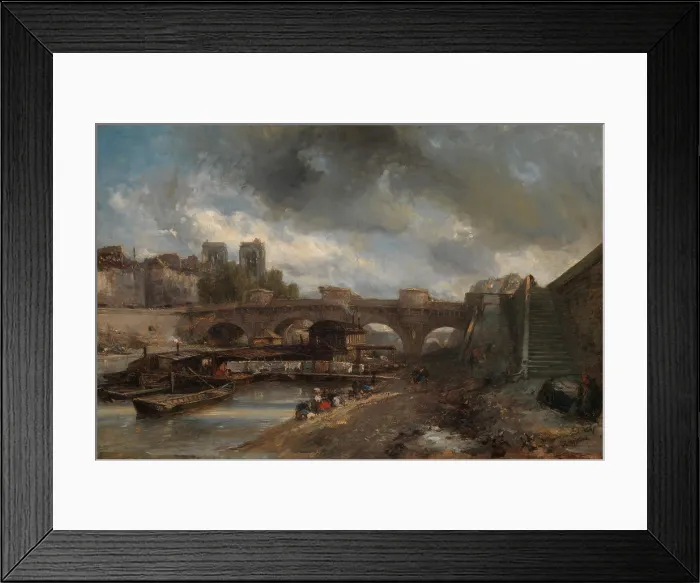 Framed Print : The Pont Neuf, by Johan Barthold Jongkind, 1849-50, Dutch realist painting, oil on canvas