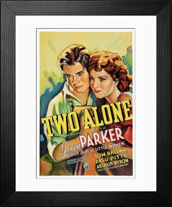 Framed Print : TWO ALONE, US poster art, from left, Tom Brown, Jean Parker, 1934