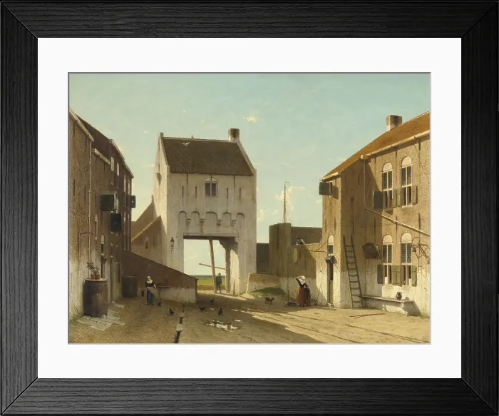 Framed Print : A Town Gate in Leerdam, by Jan Weissenbruch, c. 1868-70, Dutch painting, oil on canvas. (BSLOC_2016_1_92)