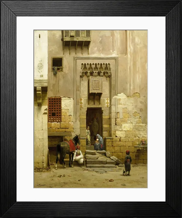 Framed Print : The Courtyard of a House in Cairo, by Willem de Famars Testas, c. 1868-81, Dutch oil painting on canvas Framed Print : The Courtyard of a House in Cairo, by Willem de Famars Testas, c. 1868-81, Dutch oil painting on canvas