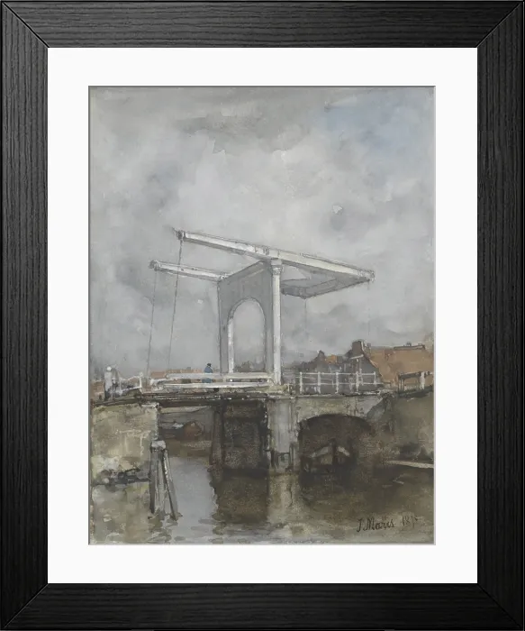 Framed Print : A Drawbridge, by Jacob Maris, 1875, Dutch watercolor painting. Maris was a leading member of the Hague School of landscape painters. (BSLOC_2016_1_88) Framed Print : A Drawbridge, by Jacob Maris, 1875, Dutch watercolor painting. Maris was a leading member of the Hague School of landscape painters. (BSLOC_2016_1_88)