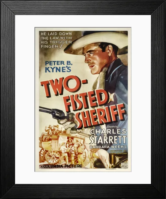 Framed Print : TWO-FISTED SHERIFF, Charles Starrett, 1937